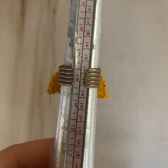 VTG Jan Michaels mustard yellow carved butterfly brass adjustable ring 90s USA - Picture 14 of 14